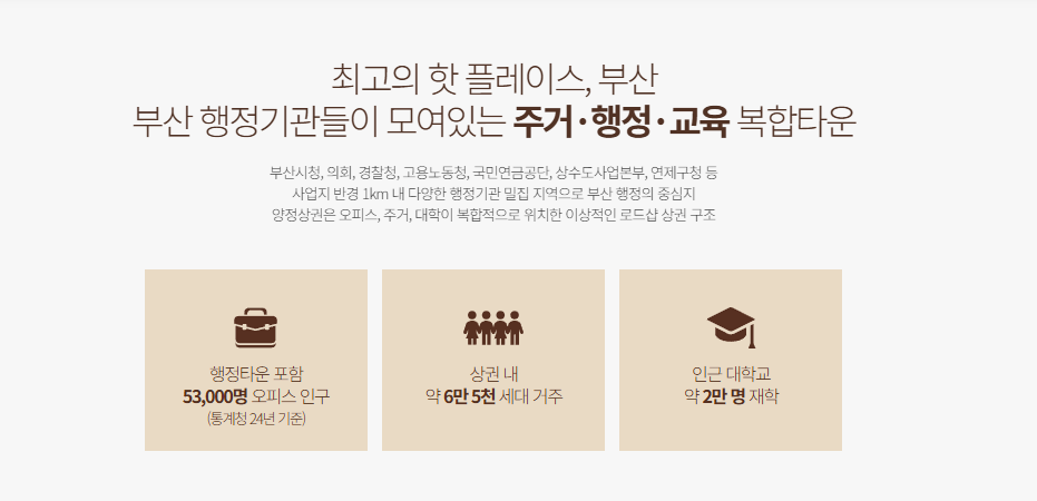 부산진구 양정 상가 배후수요로 주거 오피스 교육 수요를 설명하는 안내 이미지